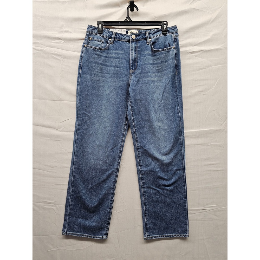Seven7 Womens Loose Straight‎ High Rise Jeans Blue Cotton Blend Casual Size 10